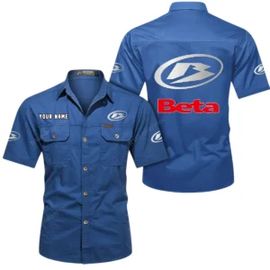 Beta Motorcycles Short Sleeved Shirt, All Over Print Button Shirt CAR444052625791 - Cowboy Blue