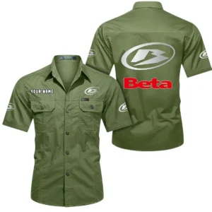 Beta Motorcycles Short Sleeved Shirt, All Over Print Button Shirt CAR444052625791 - Fruit Green