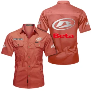 Beta Motorcycles Short Sleeved Shirt, All Over Print Button Shirt CAR444052625791 - Red