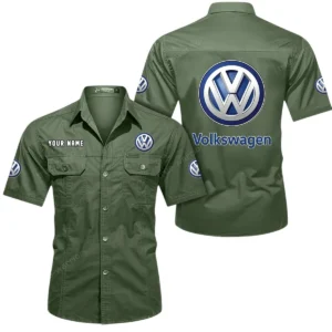 Volkswagen Short Sleeved Shirt, All Over Print Button Shirt CAR444052625792 - Army Green
