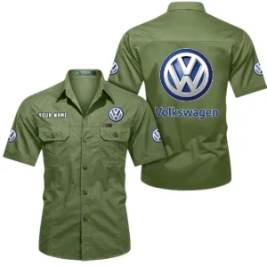 Volkswagen Short Sleeved Shirt, All Over Print Button Shirt CAR444052625792 - Fruit Green