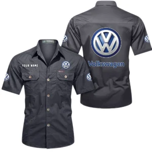 Volkswagen Short Sleeved Shirt, All Over Print Button Shirt CAR444052625792 - Gray