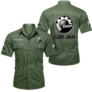 BRP Can am Short Sleeved Shirt, All Over Print Button Shirt CAR444052625793 - Army Green