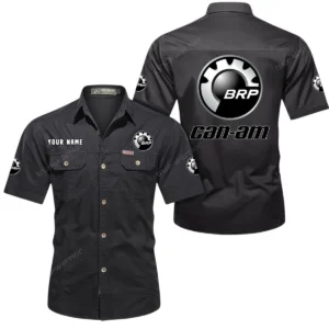 BRP Can am Short Sleeved Shirt, All Over Print Button Shirt CAR444052625793 - Black