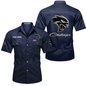 Dodge Challenger Short Sleeved Shirt, All Over Print Button Shirt CAR444052625803 - Dark Blue