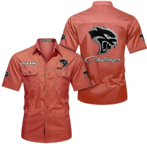 Dodge Challenger Short Sleeved Shirt, All Over Print Button Shirt CAR444052625803 - Red