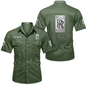 Rolls Royce Short Sleeved Shirt, All Over Print Button Shirt CAR444052625804 - Army Green