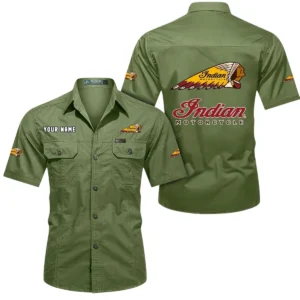Indian Motorcycle Short Sleeved Shirt, All Over Print Button Shirt CAR444052625806 - Fruit Green