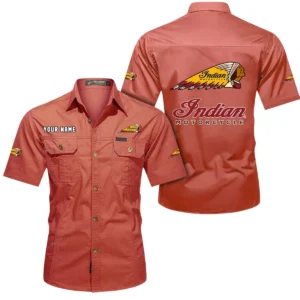 Indian Motorcycle Short Sleeved Shirt, All Over Print Button Shirt CAR444052625806 - Red