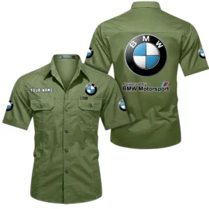 BMW Motorsport Short Sleeved Shirt, All Over Print Button Shirt CAR444052625807 - Fruit Green
