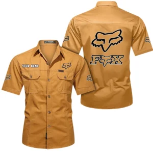 Fox Racing Short Sleeved Shirt, All Over Print Button Shirt CAR444052625808 - Turmeric