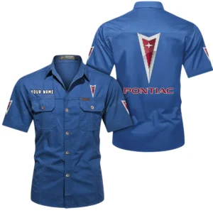 Pontiac Short Sleeved Shirt, All Over Print Button Shirt CAR444052625809 - Cowboy Blue