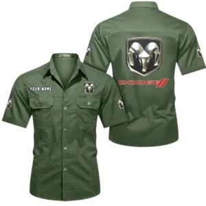 Dodge Short Sleeved Shirt, All Over Print Button Shirt CAR444052625811 - Army Green