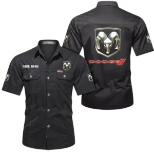 Dodge Short Sleeved Shirt, All Over Print Button Shirt CAR444052625811 - Black