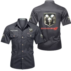 Dodge Short Sleeved Shirt, All Over Print Button Shirt CAR444052625811 - Gray