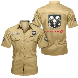 Dodge Short Sleeved Shirt, All Over Print Button Shirt CAR444052625811 - Khaki