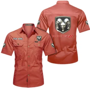 Dodge Short Sleeved Shirt, All Over Print Button Shirt CAR444052625811 - Red