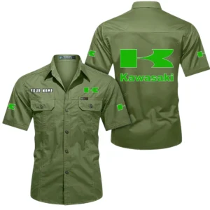 Kawasaki Short Sleeved Shirt, All Over Print Button Shirt CAR444052625812 - Fruit Green
