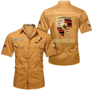 Porsche Short Sleeved Shirt, All Over Print Button Shirt CAR444052625813 - Turmeric