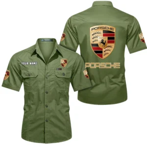 Porsche Short Sleeved Shirt, All Over Print Button Shirt CAR444052625813 - Fruit Green