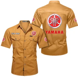 Yamaha Short Sleeved Shirt, All Over Print Button Shirt CAR444052625814 - Turmeric