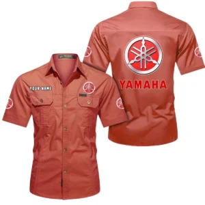 Yamaha Short Sleeved Shirt, All Over Print Button Shirt CAR444052625814 - Red