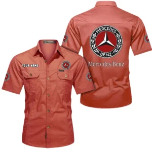 Mercedes Benz Short Sleeved Shirt, All Over Print Button Shirt CAR444052625815 - Red