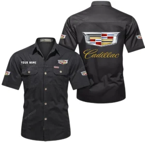 Cadillac Short Sleeved Shirt, All Over Print Button Shirt CAR444052625816 - Black