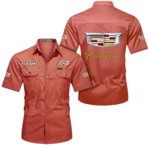 Cadillac Short Sleeved Shirt, All Over Print Button Shirt CAR444052625816 - Red