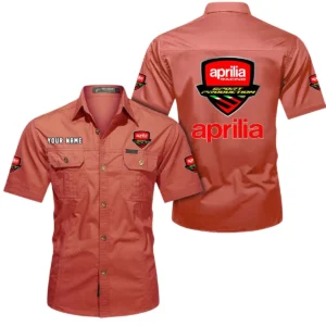 Aprilia Short Sleeved Shirt, All Over Print Button Shirt CAR444052625817 - Red