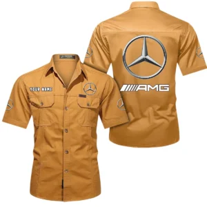 Mercedes AMG Short Sleeved Shirt, All Over Print Button Shirt CAR444052625818 - Turmeric