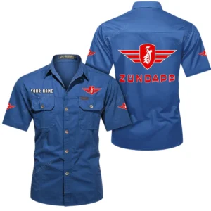 Zundapp Short Sleeved Shirt, All Over Print Button Shirt CAR444052625821 - Cowboy Blue