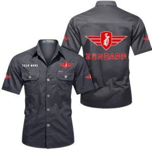 Zundapp Short Sleeved Shirt, All Over Print Button Shirt CAR444052625821 - Gray