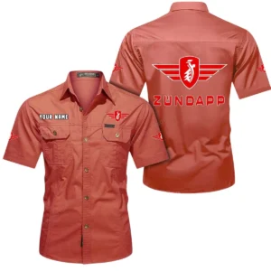 Zundapp Short Sleeved Shirt, All Over Print Button Shirt CAR444052625821 - Red