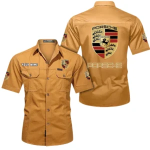 Porsche Short Sleeved Shirt, All Over Print Button Shirt CAR444052625823 - Turmeric
