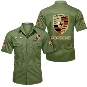 Porsche Short Sleeved Shirt, All Over Print Button Shirt CAR444052625823 - Fruit Green
