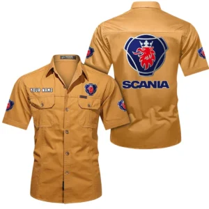 Scania Short Sleeved Shirt, All Over Print Button Shirt CAR444052625824 - Turmeric