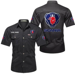 Scania Short Sleeved Shirt, All Over Print Button Shirt CAR444052625824 - Black