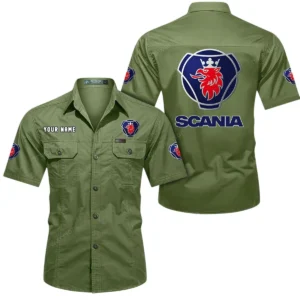 Scania Short Sleeved Shirt, All Over Print Button Shirt CAR444052625824 - Fruit Green