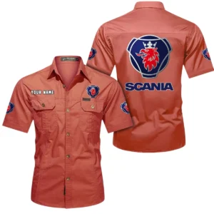 Scania Short Sleeved Shirt, All Over Print Button Shirt CAR444052625824 - Red