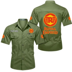 Royal Enfield Short Sleeved Shirt, All Over Print Button Shirt CAR444052625825 - Fruit Green