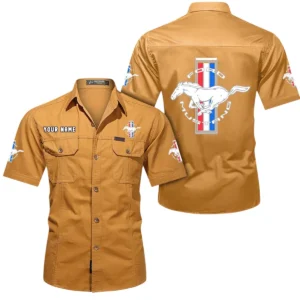 Ford Mustang Short Sleeved Shirt, All Over Print Button Shirt CAR444052625826 - Turmeric