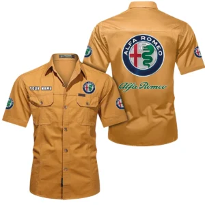 Alfa Romeo Short Sleeved Shirt, All Over Print Button Shirt CAR444052625827 - Turmeric