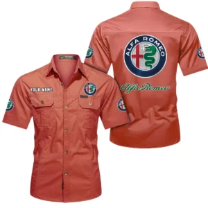 Alfa Romeo Short Sleeved Shirt, All Over Print Button Shirt CAR444052625827 - Red