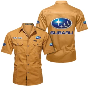 Subaru Short Sleeved Shirt, All Over Print Button Shirt CAR444052625828 - Turmeric