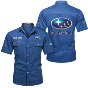 Subaru Short Sleeved Shirt, All Over Print Button Shirt CAR444052625828 - Cowboy Blue