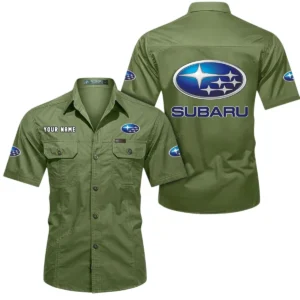 Subaru Short Sleeved Shirt, All Over Print Button Shirt CAR444052625828 - Fruit Green