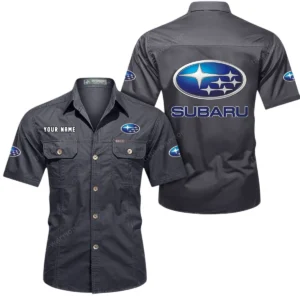 Subaru Short Sleeved Shirt, All Over Print Button Shirt CAR444052625828 - Gray