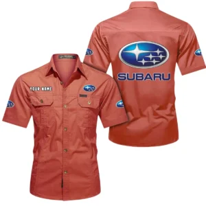 Subaru Short Sleeved Shirt, All Over Print Button Shirt CAR444052625828 - Red