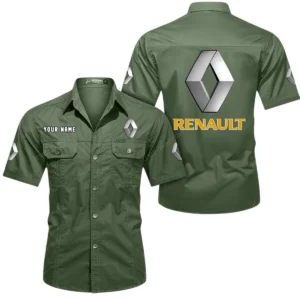 Renault Short Sleeved Shirt, All Over Print Button Shirt CAR444052625829 - Army Green
